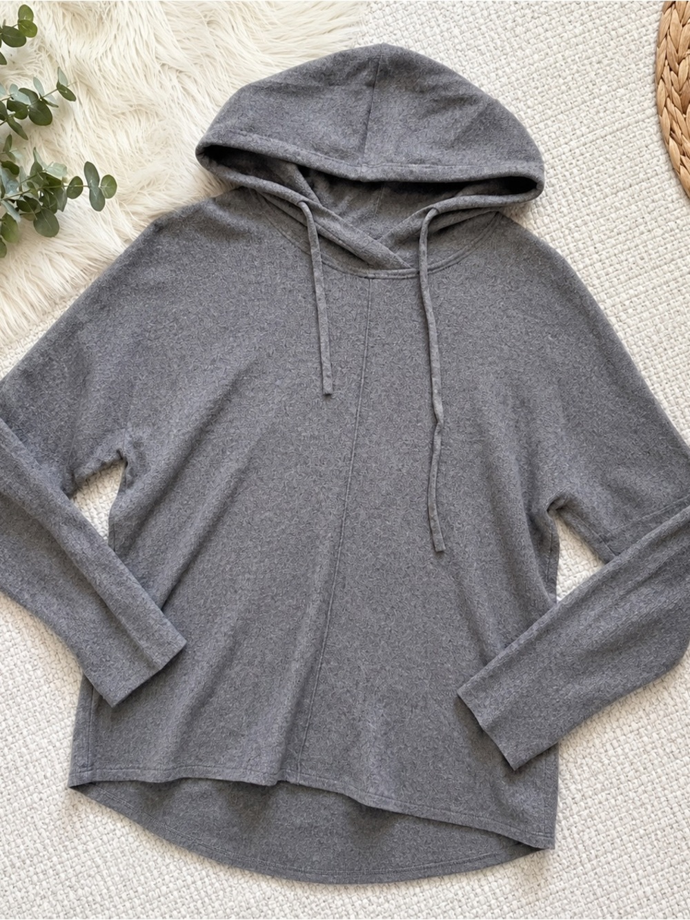 Quince Eco Knit Milano Stitch Pullover Hoodie Gray Small